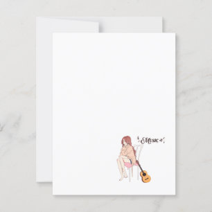 Carte Postale Anime Girl assise avec gwt & Music Notes - Aesthe