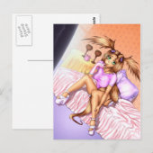 Carte Postale Anime Girl Nikki sur lit (Devant / Derrière)