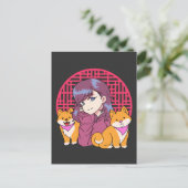 Carte Postale Anime Girl with Dogs (Debout devant)