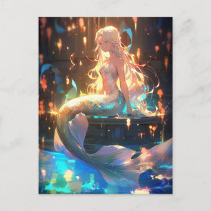 Carte Postale Anime Mermaid Girl Imaginaire Art