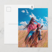 Carte Postale Anime Voyage à cheval à travers la nature (Devant / Derrière)