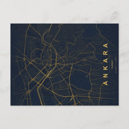 Carte Postale Ankara Turkey Map Minimal (Devant)