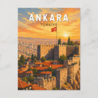 Ankara Turquie Illustration Voyage Art Vintage