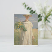Carte Postale Anna Ancher de retour de la cueillette de fleurs,  (Debout devant)