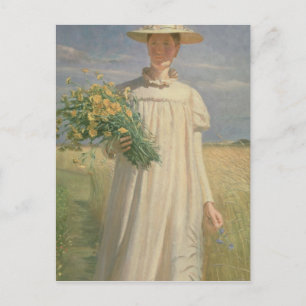 Carte Postale Anna Ancher de retour de la cueillette de fleurs, 
