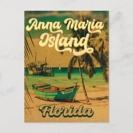 Carte Postale Anna Maria île Floride Plage Retro Souvenir 60s (Devant)