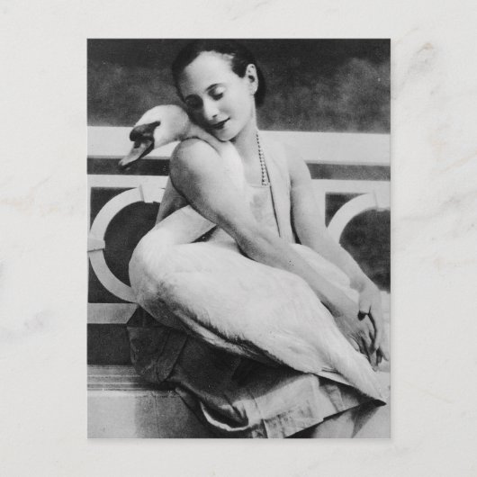 Carte Postale Anna Pavlova avec son cygne de compagnie Jack, ver (Devant)