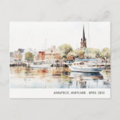 Carte Postale Annapolis Maryland Élégant Aquarelle Voyage (Devant)