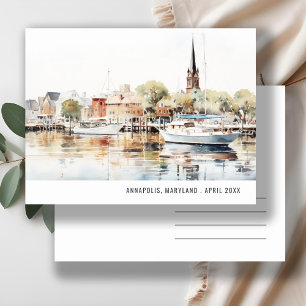 Carte Postale Annapolis Maryland Élégant Aquarelle Voyage