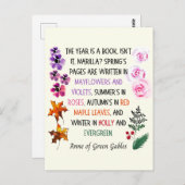 Carte Postale Anne of Green Gables Fleurs Feuilles à la main (Devant / Derrière)