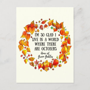 Carte Postale Anne of Green Gables octobre Citation tirée à la m