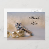 Carte Postale Anneau de diamant et perles Mariage Merci (Devant / Derrière)