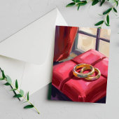 Carte Postale Anneaux de mariage aquarelle or