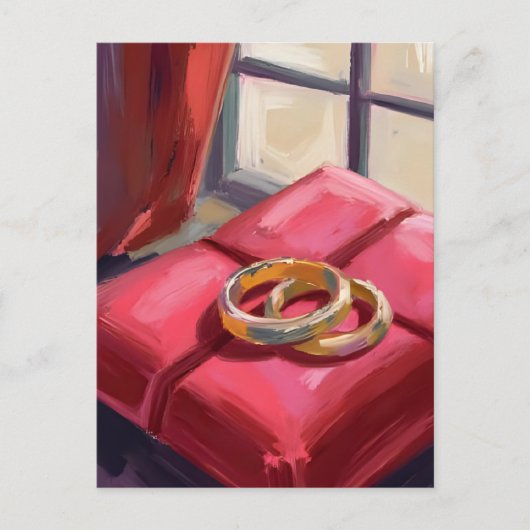 Carte Postale Anneaux de mariage aquarelle or (Devant)