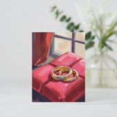 Carte Postale Anneaux de mariage dorés aquarelle (Debout devant)