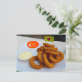 Carte Postale Anneaux d'oignon avec Mayonnaise et tomate (Debout devant)