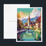 Carte Postale Annecy France Illustration de voyage vintage Art<br><div class="desc">Annecy France Art lieu de voyage vintage illustration</div>