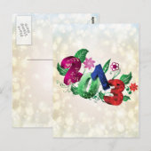 Carte Postale Année 2013 3D avec insertions florales (Devant / Derrière)