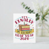 Carte Postale Année bissextile 2024 C'est enfin mon anniversaire (Debout devant)