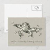 Carte Postale Année bissextile Anniversaire, Grenouille bondissa (Devant / Derrière)