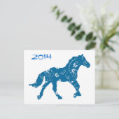 Carte postale Année bleue et blanche du cheval (Debout devant)