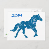 Carte postale Année bleue et blanche du cheval (Devant / Derrière)
