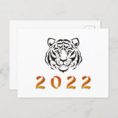 Carte Postale Année chinoise du Tigre 2022 noir blanc (Devant / Derrière)