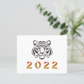 Carte Postale Année chinoise du Tigre 2022 noir blanc (Debout devant)