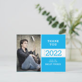 Carte Postale Année de classe Sky Blue Photo Graduation Merci (Debout devant)