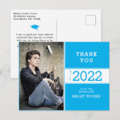 Carte Postale Année de classe Sky Blue Photo Graduation Merci (Devant / Derrière)