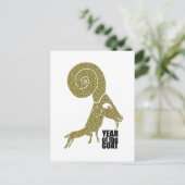 Carte Postale Année de la chèvre Zodiac chinois effet gaussé or (Debout devant)