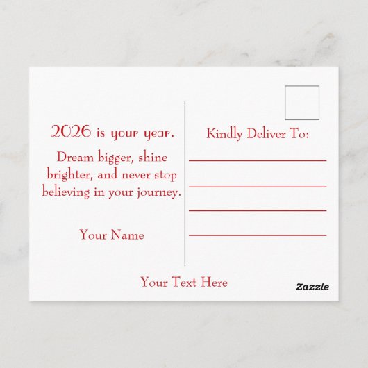 Carte Postale Année du cheval 2026 (Dos)