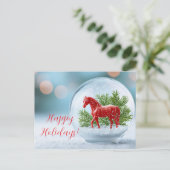 Carte Postale Année du Cheval de Feu 2026 : Globe de Neige Festi (Debout devant)