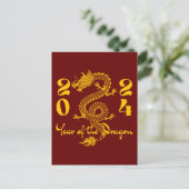 Carte Postale Année du Dragon en Or (Debout devant)