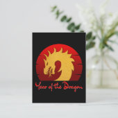 CARTE POSTALE ANNÉE DU DRAGON OR ROUGE (Debout devant)