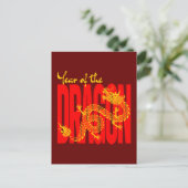 Carte Postale Année du Dragon Rouge Or (Debout devant)