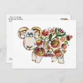 Carte Postale Année d'un mouton - Petrykivsky Peinture ukrainien (Devant / Derrière)