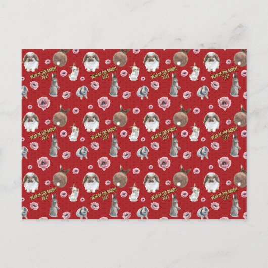 Carte Postale Année lunaire chinoise du Motif Rabbit 2023 (Devant)