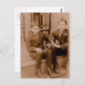 Carte Postale Années 1920 deux garçons un chien (Devant / Derrière)