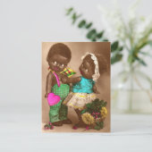 Carte Postale Années 1920 RPPC adorable poupées noires en amour (Debout devant)