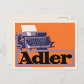 Carte Postale Années 1930 rétro machine à écrire allemande (Devant / Derrière)