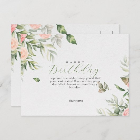 Carte postale anniversaire (Devant / Derrière)