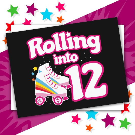 Carte Postale Anniversaire 12 Ans Patin à Roulettes 12 Ans