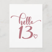 Carte Postale Anniversaire 13 ans Femmes Bonjour 13 Mignon 13 An (Devant)