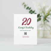 Carte Postale anniversaire 20 ANS MARON code qr gras rétro vert (Debout devant)