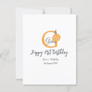 Carte Postale Anniversaire 21 ans automne citrouille orange past