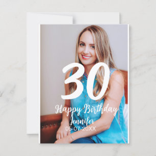 Carte Postale anniversaire 30 ans ajouter nom date année photo b
