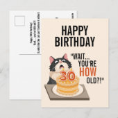 Carte Postale Anniversaire 30 Ans Chat Noir et Blanc Humour Mign (Devant / Derrière)