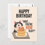 Carte Postale Anniversaire 30 ans Humour Chat Noir et Blanc Mign (Devant / Derrière)