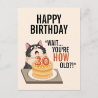 Anniversaire 30 ans Humour Chat Noir et Blanc Mign